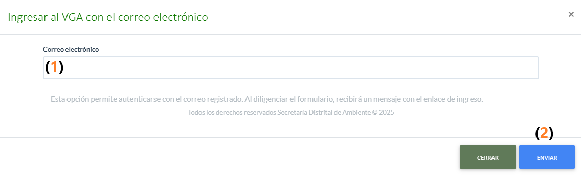 Ventana modal ingresar con correo electrónico